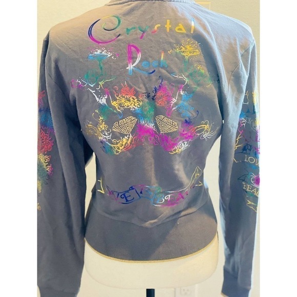 CRYSTAL Rock Christian Audigier Jacket Gray Size M NWT Super Cute - Picture 6 of 8